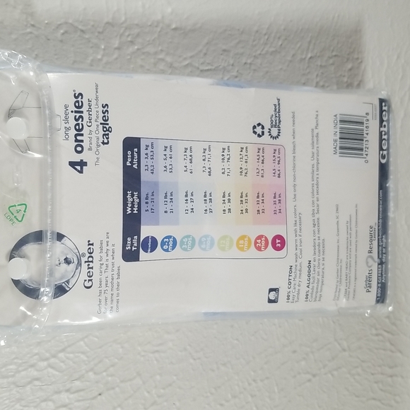 Gerber long sleeve onesies 4 pack BRAND NEW in original package 3 to 6 months - Picture 6 of 6